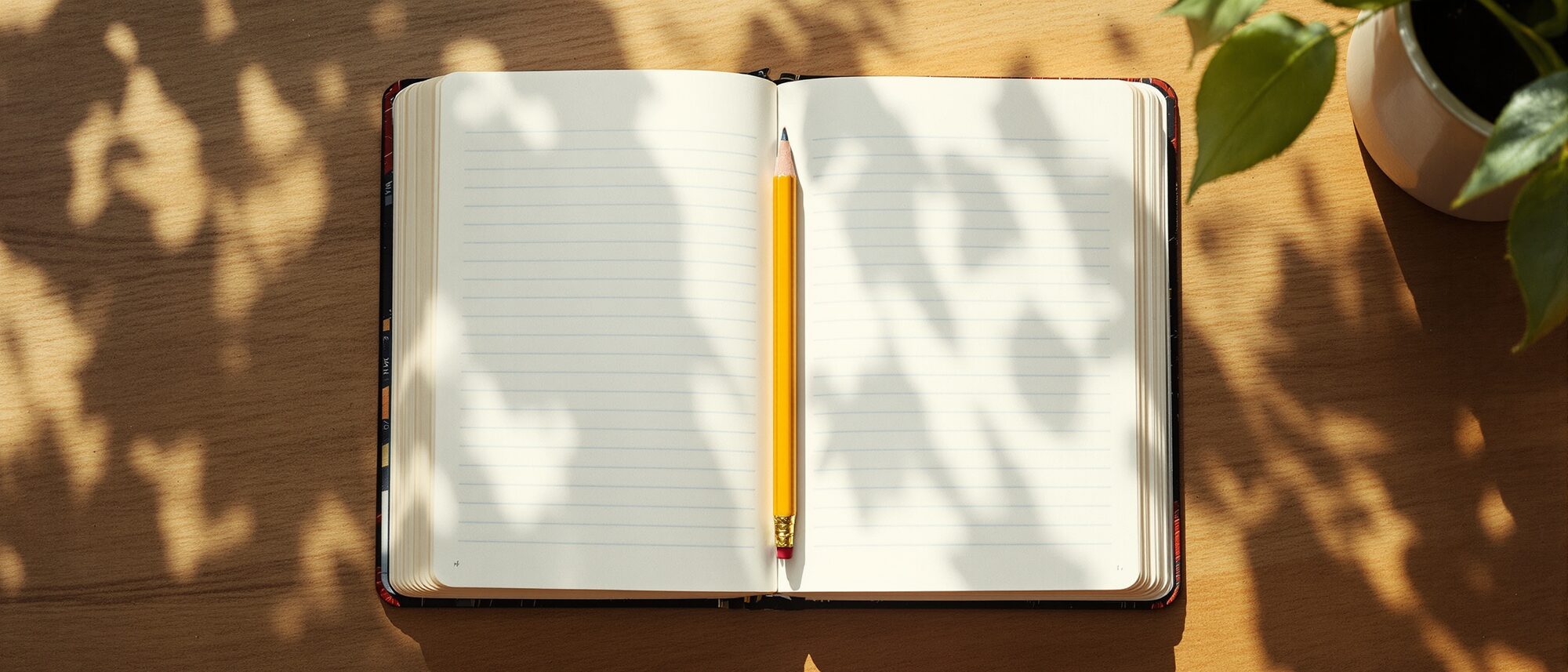 An open notebook with handwriting in soft natural light