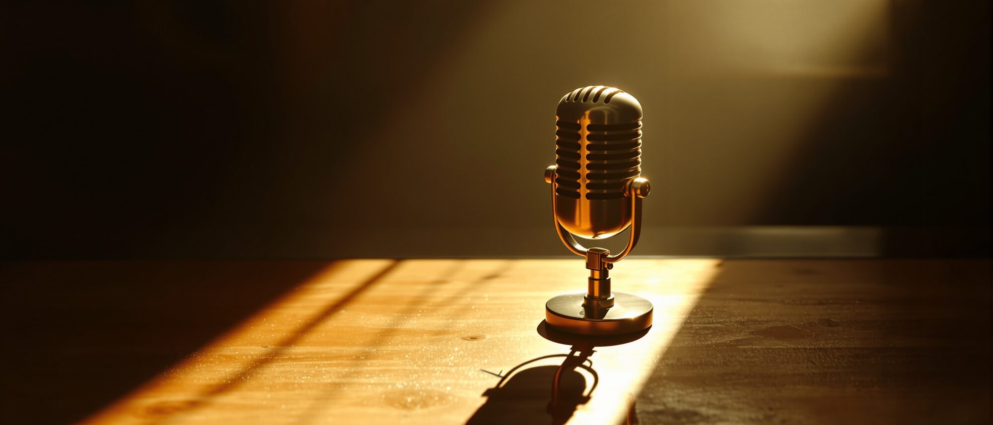 A vintage microphone in warm low light